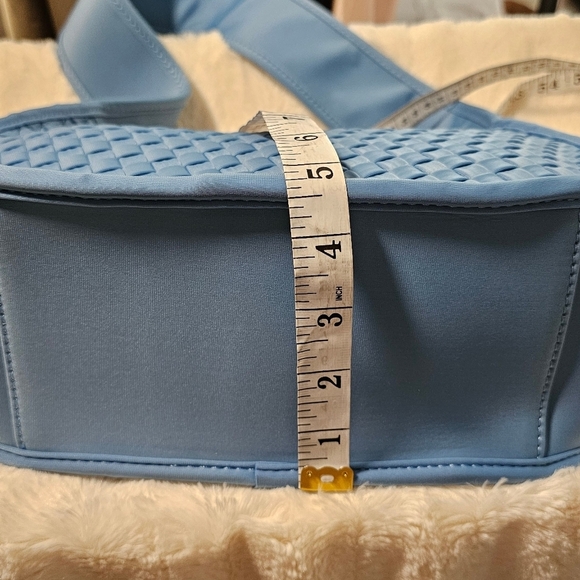 Anthropologie Woven Neoprene Shoulder Bag BLUE  7"H, 11"W, 4.5"D - Picture 11 of 15